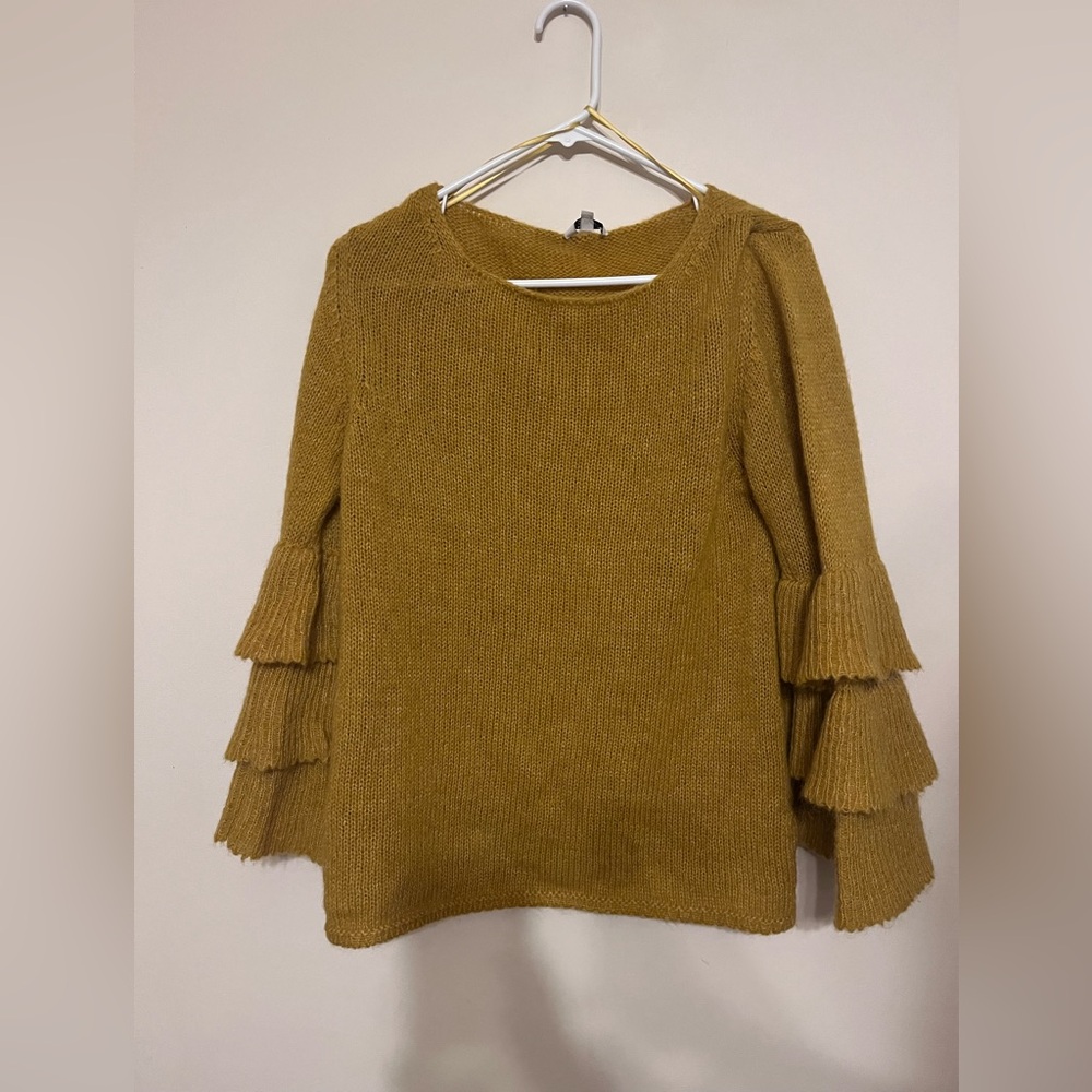 Mustard Ruffle Sleeve Sweater